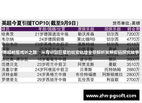 英超新星成长之路：从青训到巨星的蜕变轨迹全景解析发展密码探究故事